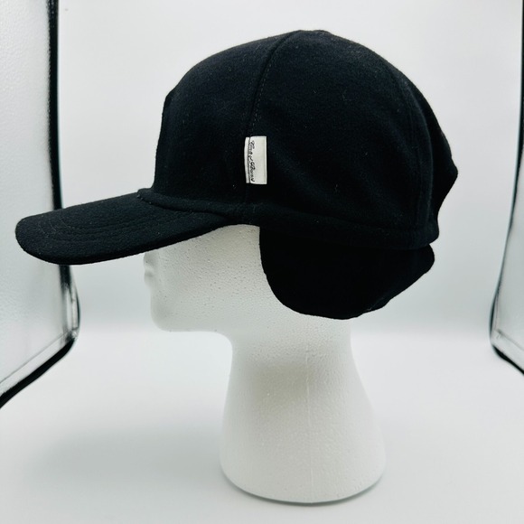 Conte Florence Hat Cap 60 Black Wool Earflap Baseball Italy Sporty Luxury - Picture 2 of 15